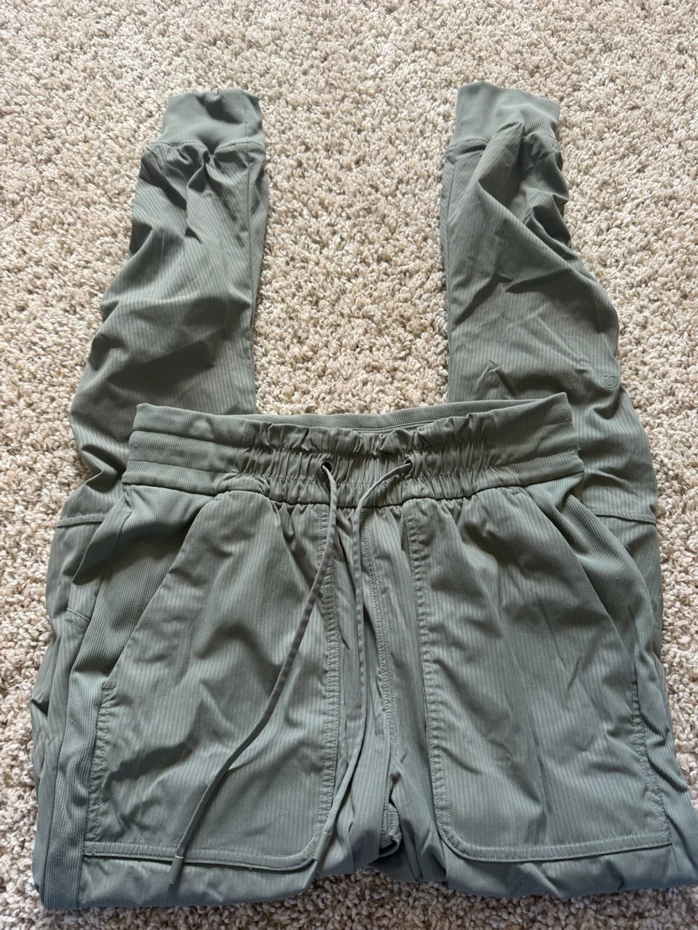 Lululemon Olive Ribbed Drawstring Jogger Pants